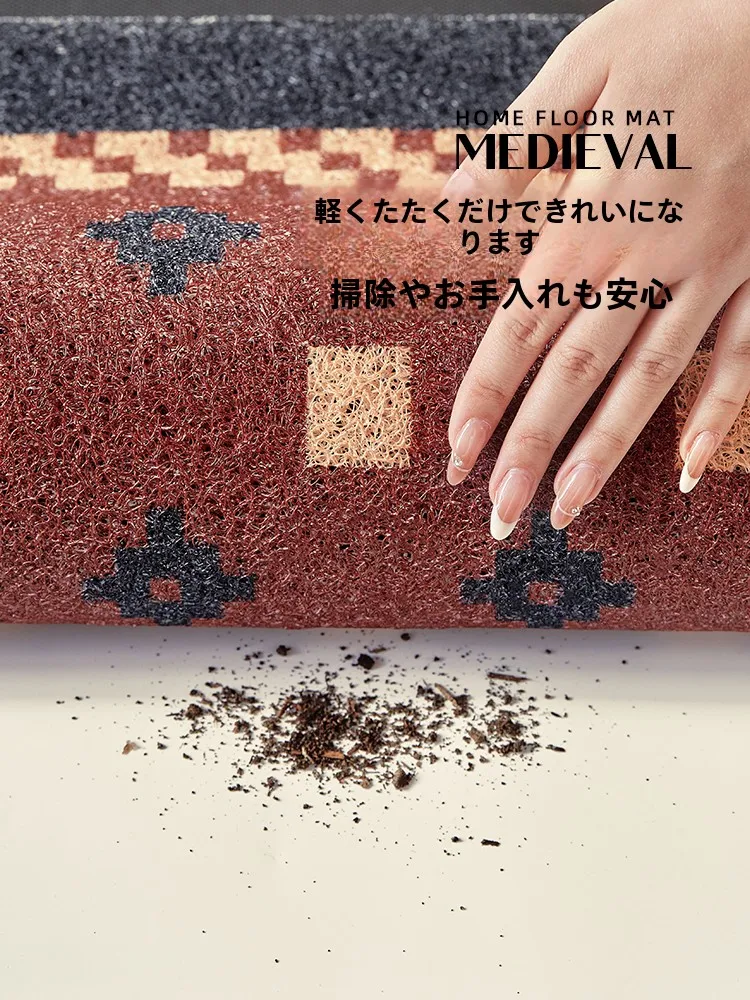 シンプルで高級感ある玄関マット：緑のデザインと滑り止め仕様が実用性を実現