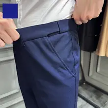 スラックス 男性 ビジネス スーツ パンツ ストレート 薄手 フレキシブル カジュアル パンツ
