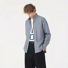 ヴィンテージ風 青いチェックシャツ【コットン・長袖・フィット】