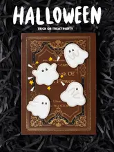 ハロウィン用ゴースト刺繍デコレーションシール【モバイルケースや手帳にぴったり・自己粘着タイプ】