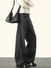 ストライプデザインのデニムパンツ【ユニセックス・秋用・クリーンフィット・Aライン・フレア】