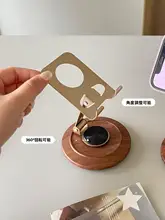 ウッド調 メタルスマホスタンド【回転式・デスク用・高品質】