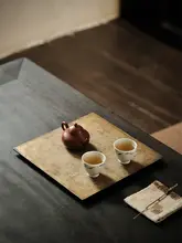 手作り大漆茶盤【銀箔貼り・平皿タイプ】