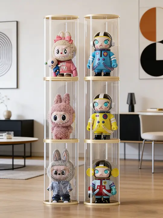 ぬいぐるみ収納バケツ【透明防塵カバー付き・フィギュア展示用】