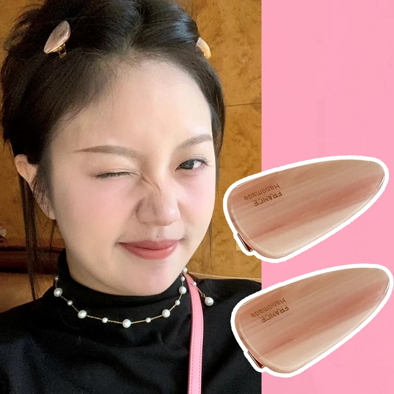 可愛いピンクのアセテートヘアクリップ：前髪用両サイドクリップの実用性と適用シーン