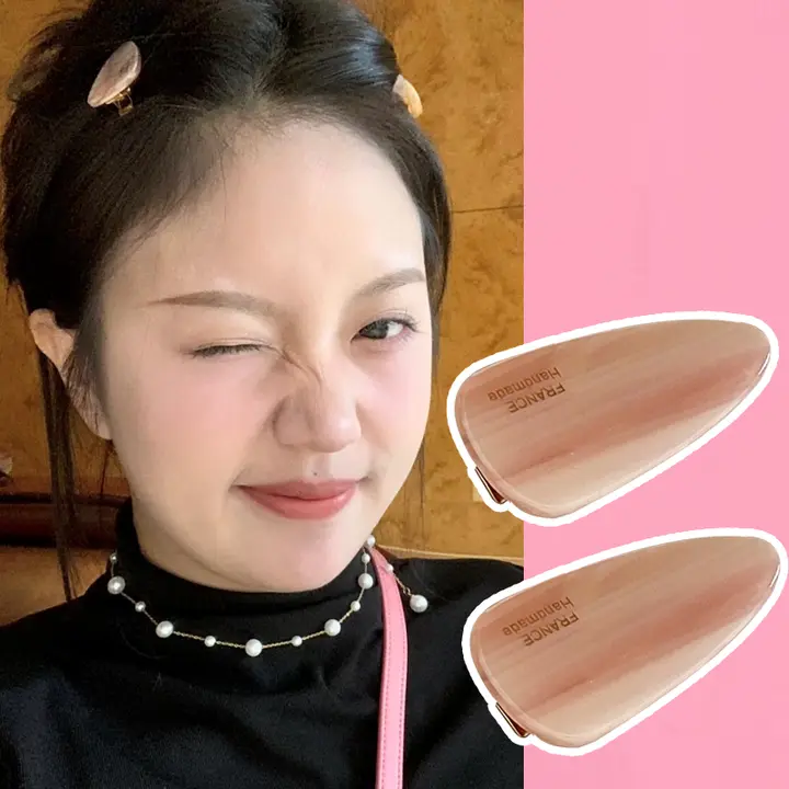 可愛いピンクのアセテートヘアクリップ【シンプルデザイン・前髪用・両サイドクリップ】