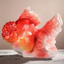 魚が龍門を飛び越える陶製飾り人形【高級アート装飾・リビングや酒柜に最適】