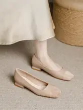 快適な低ヒールシンプルパンプス【春秋用・レトロデザイン・スクエアトゥ】