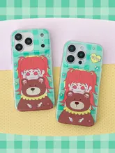 スマホケース iPhone対応 くまのPippa柄 フルカバー 光沢 マグネット スタンド付き ギフト ガーリー