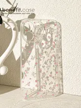 やわらかなピンクの花柄iPhoneケース【シンプルで可愛い・透明シリコン・iPhone対応】