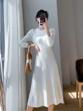 秋冬用 コートイン ニットワンピース【ラウンドネック・膝丈・ウエストシェイプ】