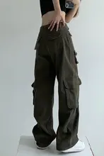 カーゴパンツ 女性 演出服 春秋 ゆったり デザイン感 ワイドレッグ ジーンズ
