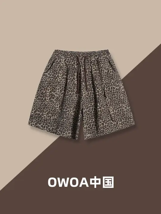 アメリカンレトロスタイルのヒョウ柄ショートパンツ【ウエストゴム・コットン・カジュアル】