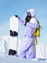 High Experience 女性用スノーボードウェア【防水・厚手・紫色・プロフェッショナルな防寒】（セットアップ対応）