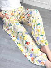 夏用 レディース 大きいサイズ フラワープリント パジャマパンツ【薄手・ルーズフィット・家で着用可】