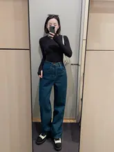 デニムパンツ 女性 ハイウエストスリムヴィンテージブルースリム裏起毛快適暖かい