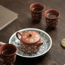 陶製紫砂茶器セット【湯呑み・贈答用ギフトボックス付き】（セットアップ対応）