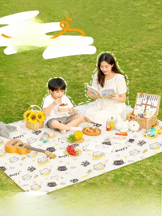 防潮防水キャンプ用厚手ビーチマット【持ち運び可能・野外ピクニック用】