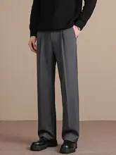 ビジネスカジュアル対応！抗しわ加工の九分丈スラックス【厚手・ゆったりストレート】