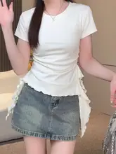 大きいサイズのカジュアル半袖コットンTシャツ【体型カバー・スリムフィット・女性用】（セットアップ対応）
