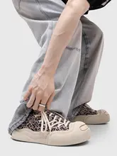 ヒョウ柄オープンマウス厚底スニーカー【ユニセックス・カジュアル・キャンバス】