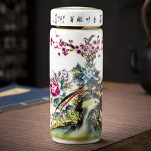 500ml 大型二重層式陶器マグカップ【青花瓷・オフィス用・ギフト対応】