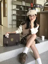 レディース ニットベスト【ブラウン・秋用・レイヤードスタイル】