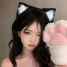 黒い猫耳付きヘアバンド【コスプレ用・可愛いプラッシュ・イベント用】