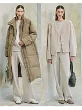 CHICJANE クールなシンプルデザイン ラウンドネックトップス＆パンツセット