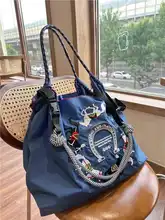 バルチェーン刺繍エコバッグ【馬デザイン・大容量・学生・通勤用】