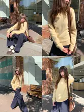 春用のリブ編みハイネックニットセーター【フィット・デザイン性あり】