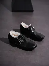 水洗胎牛皮製のウールローファー【冬用・加絨・保温】【ベルト付き】