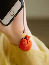 刺繍付きミニ香袋【古風・禅スタイル・蚊退治・スマホチェーン付き】