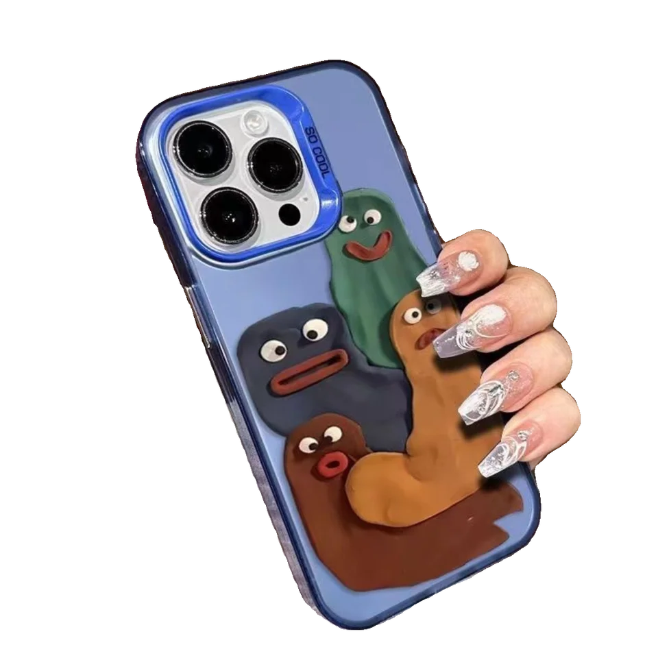 趣味のユニークなカートゥーンデザインiPhone対応ケース【フルカバー・衝撃吸収・シリコン素材】
