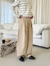 ワイドパンツ メンズ カーキ シングルプリーツ ドレープ感 ルーズ ヴィンテージ カジュアル 春