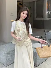 刺繍入りガウンベスト【夏用・国風スタイル・女性用】