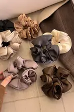 サテン花苞ヘアゴム【インス風・韓国スタイル・レトロデザイン・ポニーテール用】