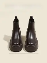 厚底切り替えチェルシーブーツ【秋冬・英倫風・ショートブーツ】