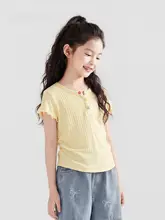 フラワーレースデザインの女の子用半袖Tシャツ【夏用・可愛らしい仕上がり】