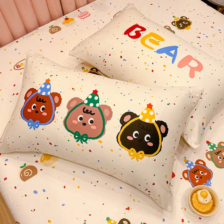 全棉枕カバー2枚セット【48x74cm・家庭用・単頭枕芯対応】