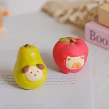 可愛いリンゴと梨の陶器製デスクトップ装飾品【香り石付き・ユニークデザイン】