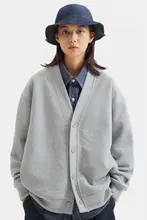 BUTTBILL メンズ 400Gワッフル素材カーディガン【レトロ・Vネック・長袖】