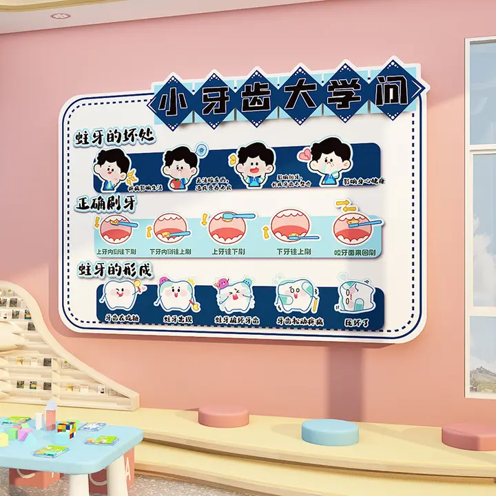 幼稚園用 歯の健康教育テーマの壁掛け装飾【クラス文化向け】