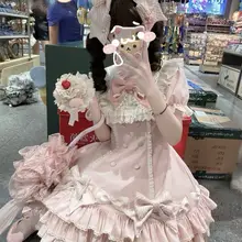 黒とピンクのストライプの千層ロリータケーキスカート【可愛いプリンセスデザイン・短袖・春夏用】