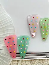 かわいいカラフルドットのトライアングルクリップ【夏用・大サイズ・サイドヘア用】