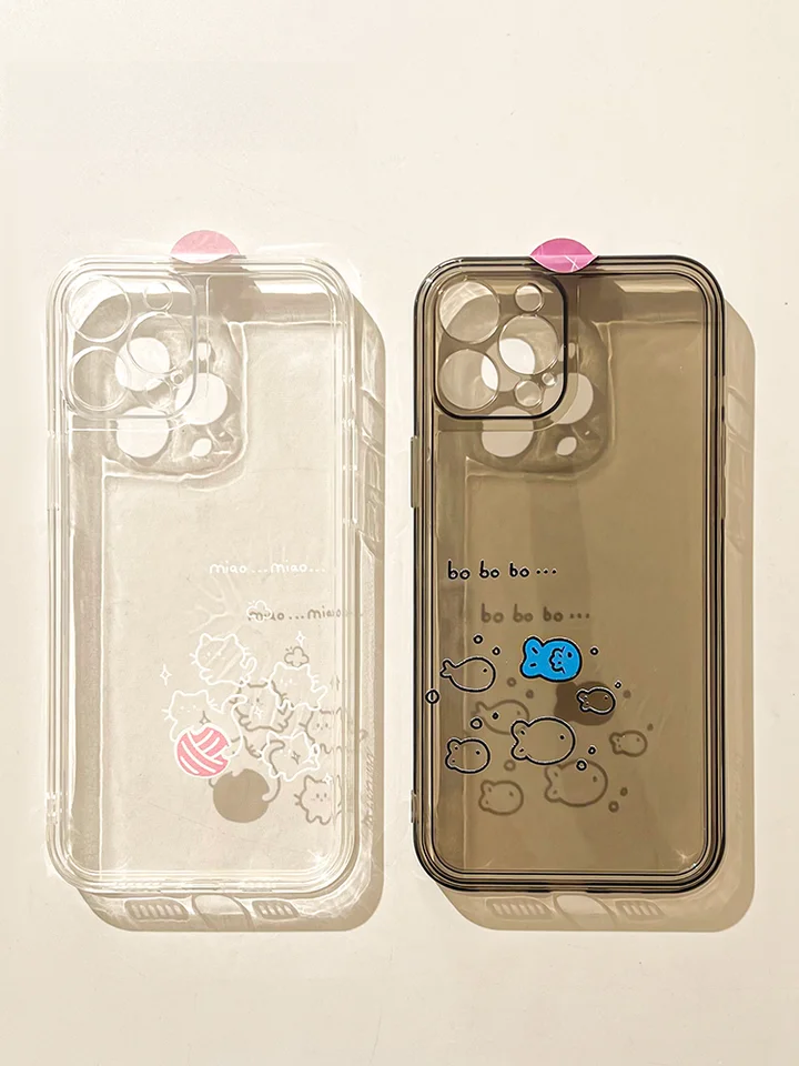 スマホケース iPhone 15対応 個性的な透明ソフトシリコン 落下防止