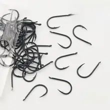 特黒長柄歪嘴針付き釣りフック【シーバス・コイ用・散装】