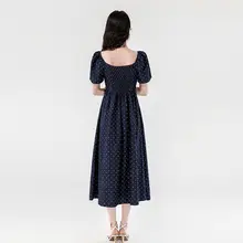 レース付きフレンチスタイルのリボンデザインドレス【夏用・薄手・ドレープ感】