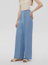 極上の柔らかさの天絲デニムワイドパンツ【ゆったりシルエット・秋用】