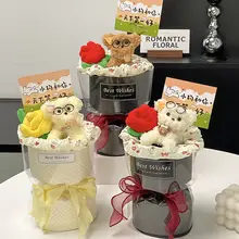 手作りのかわいい犬のぬいぐるみブーケ【誕生日プレゼント・バレンタイン・卒業祝い】